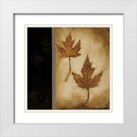 Maple Leaves II White Modern Wood Framed Art Print with Double Matting by Poloson, Kimberly