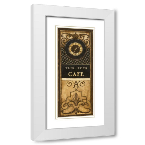 Tick Tock Cafe White Modern Wood Framed Art Print with Double Matting by Poloson, Kimberly