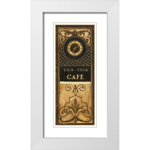 Tick Tock Cafe White Modern Wood Framed Art Print with Double Matting by Poloson, Kimberly