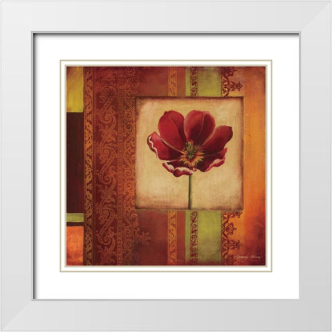 Mediterranean Floral I White Modern Wood Framed Art Print with Double Matting by Poloson, Kimberly