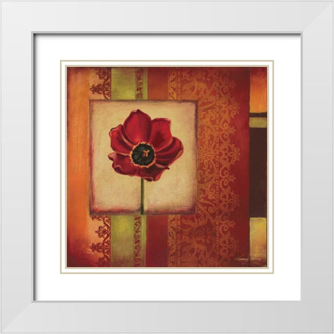 Mediterranean Floral II White Modern Wood Framed Art Print with Double Matting by Poloson, Kimberly