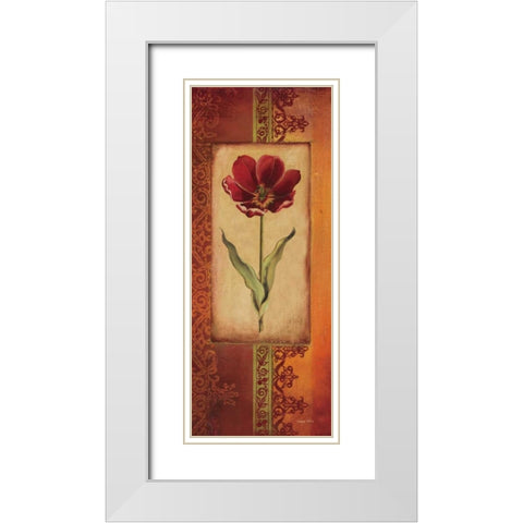 Mediterranean Tulip I White Modern Wood Framed Art Print with Double Matting by Poloson, Kimberly