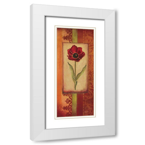 Mediterranean Tulip II White Modern Wood Framed Art Print with Double Matting by Poloson, Kimberly