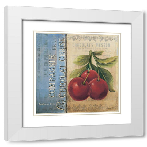 Cherries White Modern Wood Framed Art Print with Double Matting by Poloson, Kimberly
