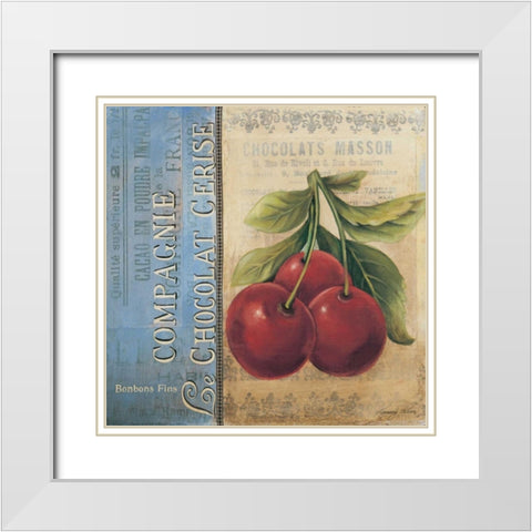 Cherries White Modern Wood Framed Art Print with Double Matting by Poloson, Kimberly