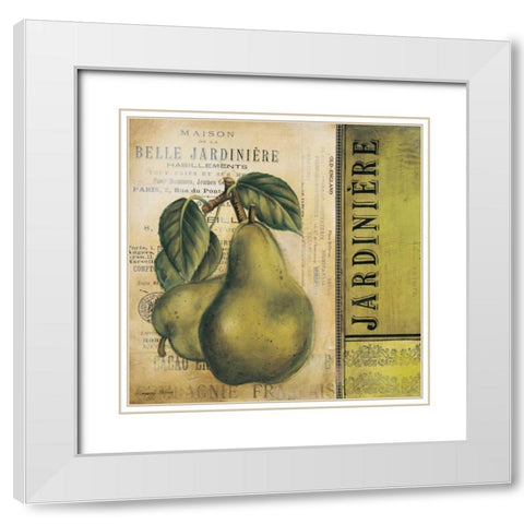 Pears White Modern Wood Framed Art Print with Double Matting by Poloson, Kimberly
