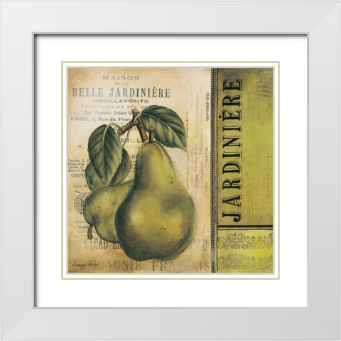 Pears White Modern Wood Framed Art Print with Double Matting by Poloson, Kimberly