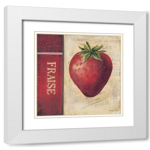 Strawberry White Modern Wood Framed Art Print with Double Matting by Poloson, Kimberly