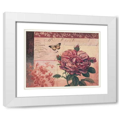 Le Rose a Monte I White Modern Wood Framed Art Print with Double Matting by Poloson, Kimberly