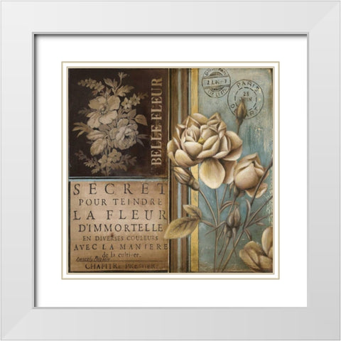 Belle Fleur I White Modern Wood Framed Art Print with Double Matting by Poloson, Kimberly