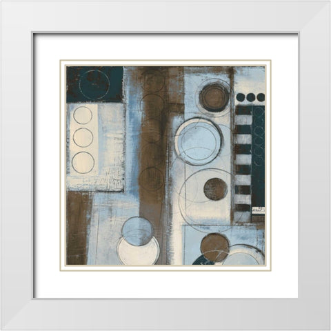 Rush Hour Blues Sq. I White Modern Wood Framed Art Print with Double Matting by Poloson, Kimberly