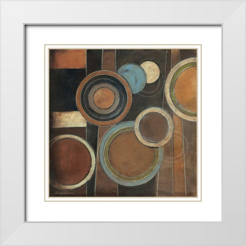 Abstract Circles I White Modern Wood Framed Art Print with Double Matting by Poloson, Kimberly