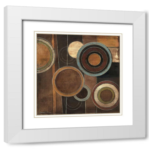 Abstract Circles II White Modern Wood Framed Art Print with Double Matting by Poloson, Kimberly