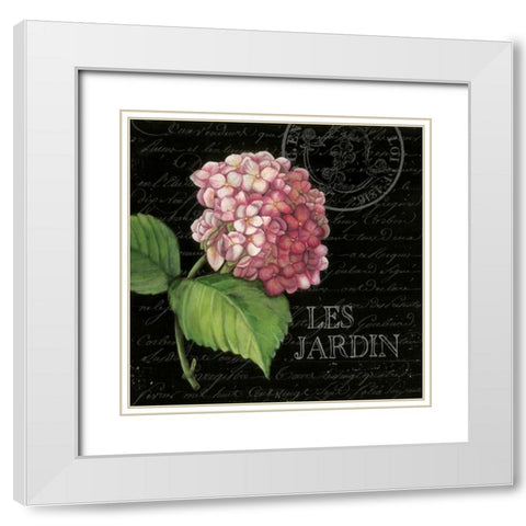 Les Jardin Geranium Sq. White Modern Wood Framed Art Print with Double Matting by Poloson, Kimberly