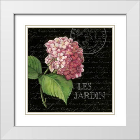 Les Jardin Geranium Sq. White Modern Wood Framed Art Print with Double Matting by Poloson, Kimberly
