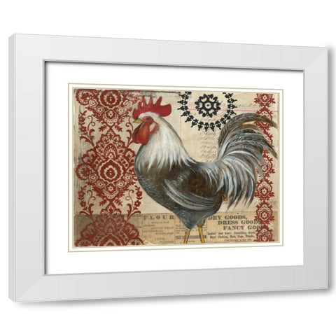 Classic Rooster II White Modern Wood Framed Art Print with Double Matting by Poloson, Kimberly