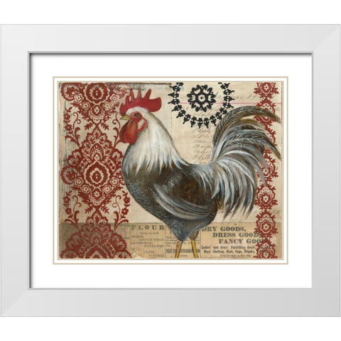 Classic Rooster II White Modern Wood Framed Art Print with Double Matting by Poloson, Kimberly