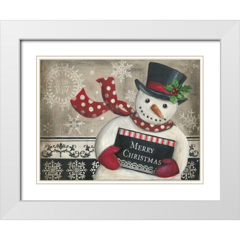 Christmas Snowman White Modern Wood Framed Art Print with Double Matting by Poloson, Kimberly