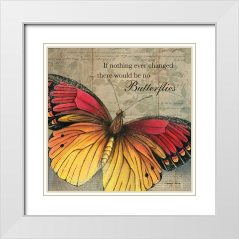 Butterfly I White Modern Wood Framed Art Print with Double Matting by Poloson, Kimberly
