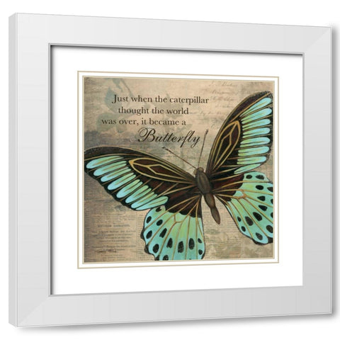 Butterfly II White Modern Wood Framed Art Print with Double Matting by Poloson, Kimberly