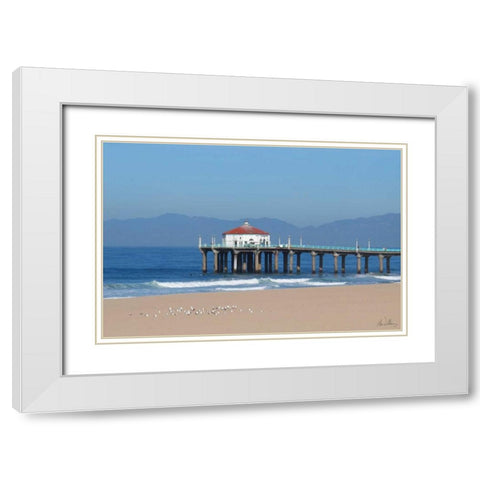 Ocean Pier White Modern Wood Framed Art Print with Double Matting by Williams, Alex
