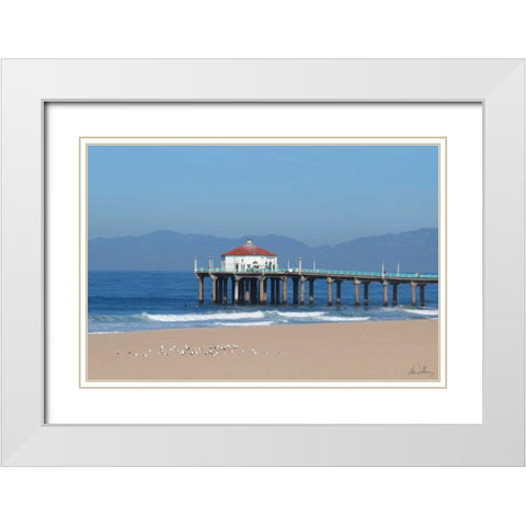 Ocean Pier White Modern Wood Framed Art Print with Double Matting by Williams, Alex