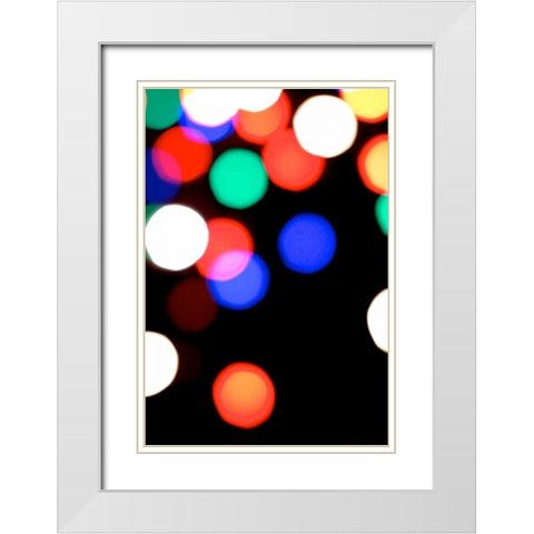Bokeh Colors I White Modern Wood Framed Art Print with Double Matting by Burkhart, Monika