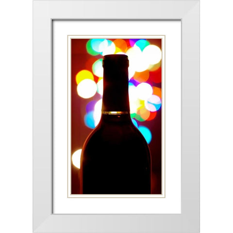 Wine Bottle Bokeh White Modern Wood Framed Art Print with Double Matting by Burkhart, Monika