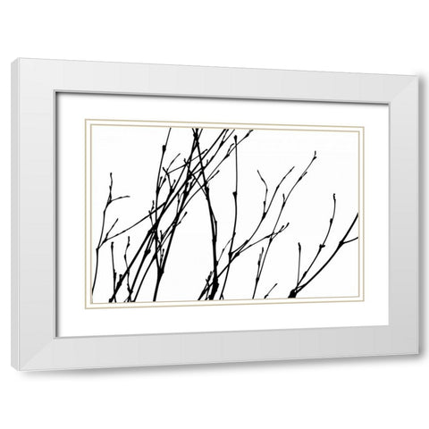 Dancing Branches I White Modern Wood Framed Art Print with Double Matting by Burkhart, Monika