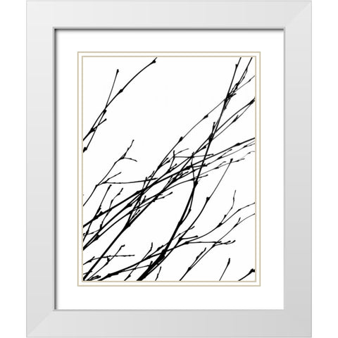 Dancing Branches IV White Modern Wood Framed Art Print with Double Matting by Burkhart, Monika