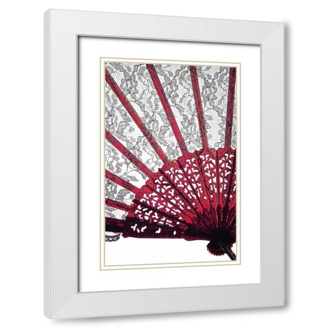 Vintage Fan II White Modern Wood Framed Art Print with Double Matting by Burkhart, Monika