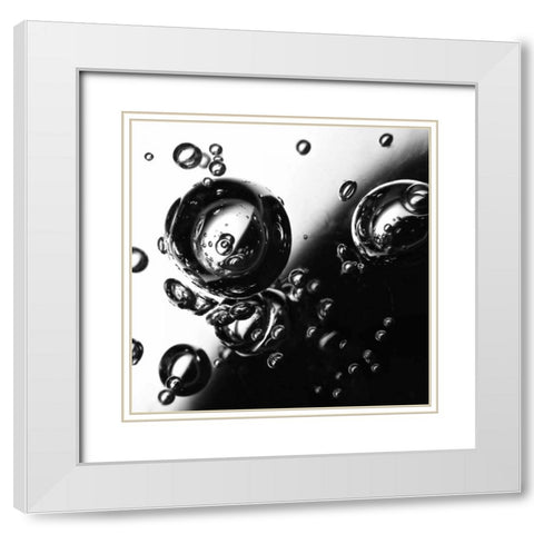 Bubbles I White Modern Wood Framed Art Print with Double Matting by Burkhart, Monika