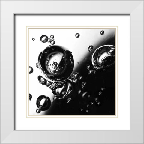 Bubbles I White Modern Wood Framed Art Print with Double Matting by Burkhart, Monika