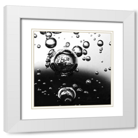 Bubbles II White Modern Wood Framed Art Print with Double Matting by Burkhart, Monika