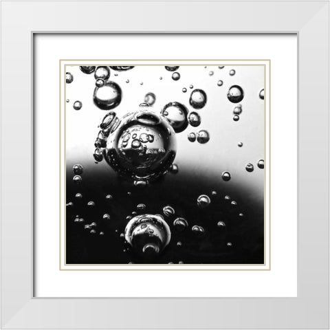 Bubbles II White Modern Wood Framed Art Print with Double Matting by Burkhart, Monika