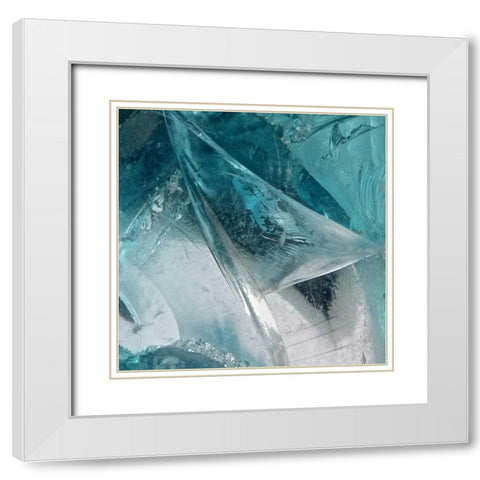 Blue Ice I White Modern Wood Framed Art Print with Double Matting by Burkhart, Monika