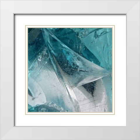 Blue Ice I White Modern Wood Framed Art Print with Double Matting by Burkhart, Monika