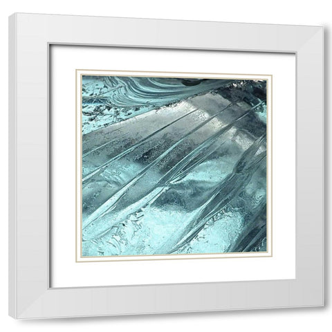 Blue Ice II White Modern Wood Framed Art Print with Double Matting by Burkhart, Monika