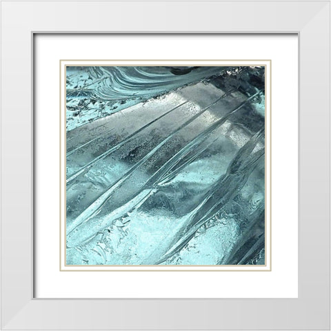 Blue Ice II White Modern Wood Framed Art Print with Double Matting by Burkhart, Monika