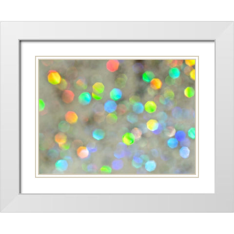 Glitter Bokeh IV White Modern Wood Framed Art Print with Double Matting by Burkhart, Monika