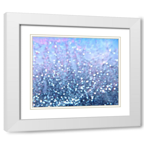 Blue Glitter I White Modern Wood Framed Art Print with Double Matting by Burkhart, Monika