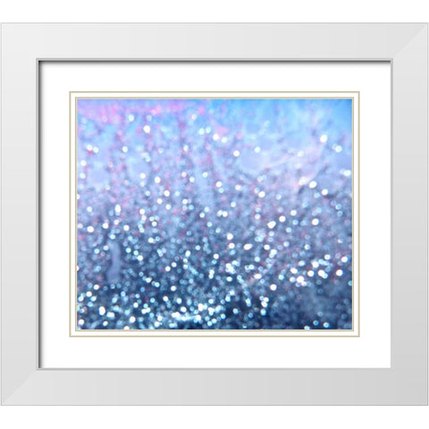 Blue Glitter I White Modern Wood Framed Art Print with Double Matting by Burkhart, Monika