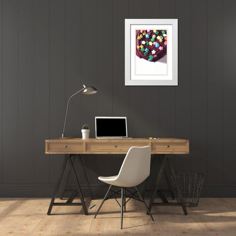 Doughnut Fun IV White Modern Wood Framed Art Print with Double Matting by Burkhart, Monika