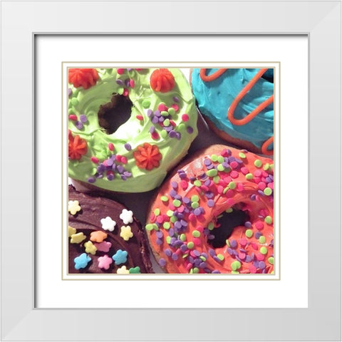 Doughnut Choices I White Modern Wood Framed Art Print with Double Matting by Burkhart, Monika