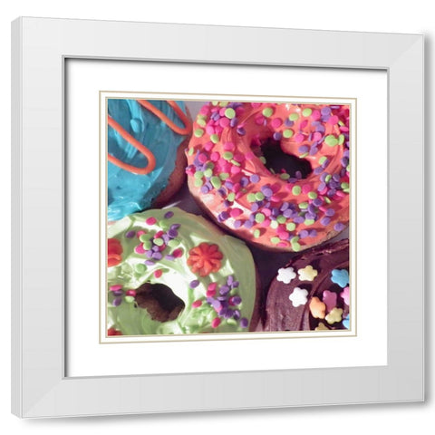 Doughnut Choices II White Modern Wood Framed Art Print with Double Matting by Burkhart, Monika