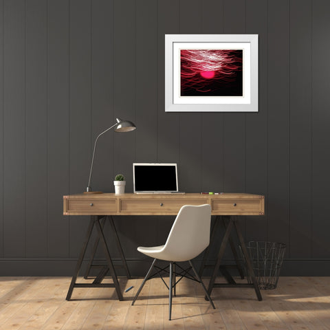 Red Mirage I White Modern Wood Framed Art Print with Double Matting by Burkhart, Monika