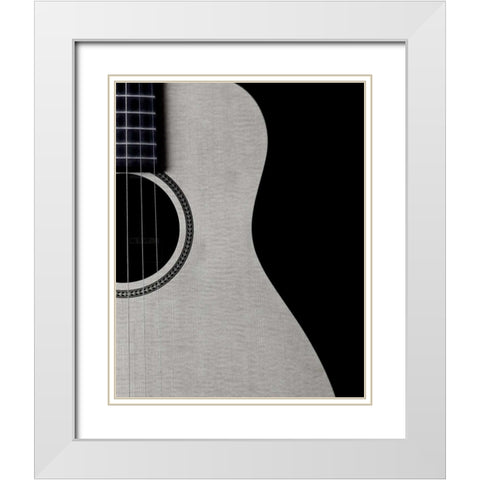 Guitar Curves White Modern Wood Framed Art Print with Double Matting by Burkhart, Monika