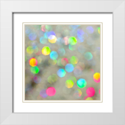 Glitter Bokeh VI White Modern Wood Framed Art Print with Double Matting by Harbick, N.