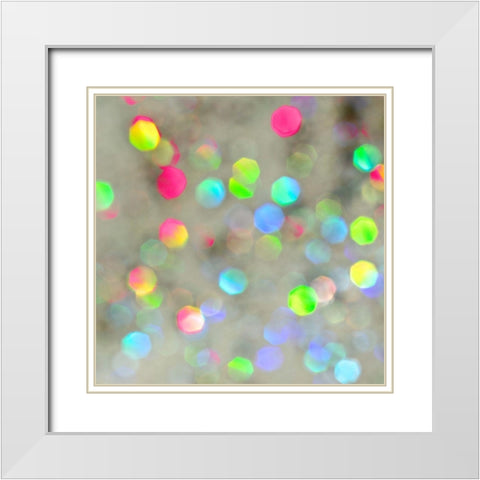 Glitter Bokeh VII White Modern Wood Framed Art Print with Double Matting by Harbick, N.