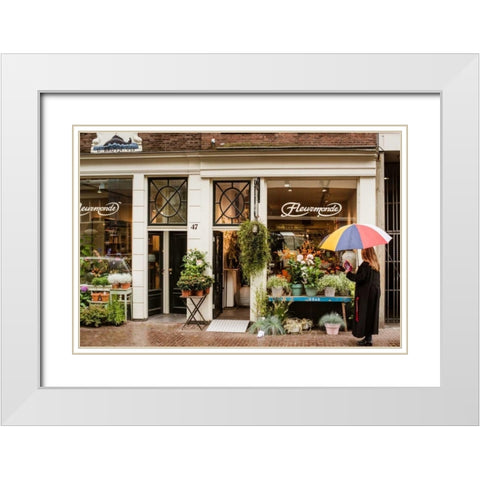 Amsterdams Fleurmonde White Modern Wood Framed Art Print with Double Matting by Berzel, Erin